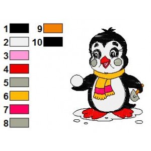 Animal Baby Penguin Embroidery Design